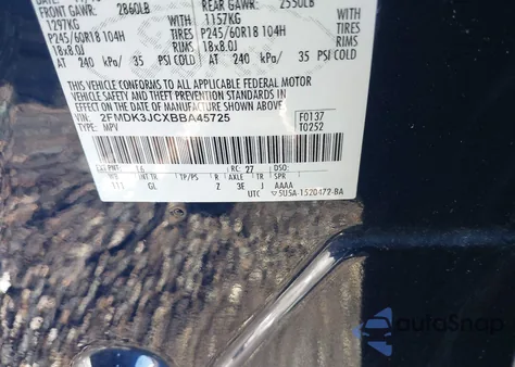 2011 Ford Edge Sel z USA, uszkodzony, nr VIN 2FMDK3JCXBBA45725